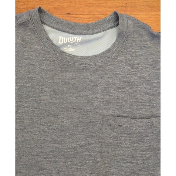 Duluth Trading Co. Mens T-Shirt XL Blue Heather Relaxed Fit Pocket Tee Wicking - Picture 4 of 6